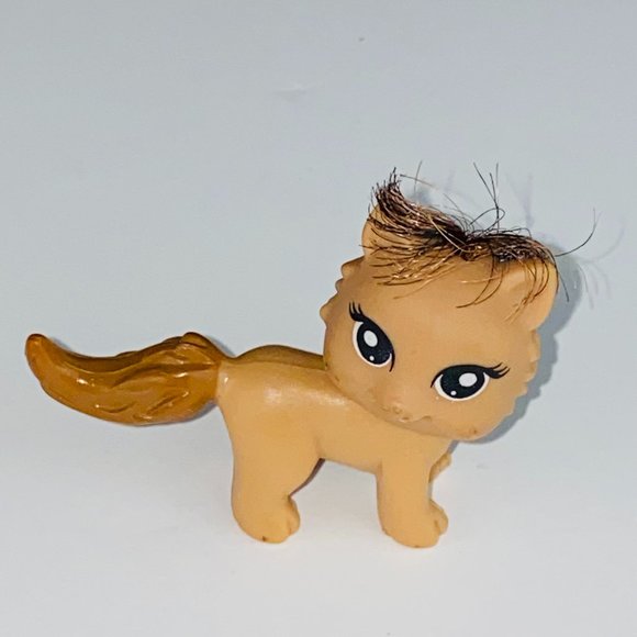 Polly Pocket Toy Pet Animal Figure Brown Faux Hair on Head Kids Pretend Play - Picture 1 of 6